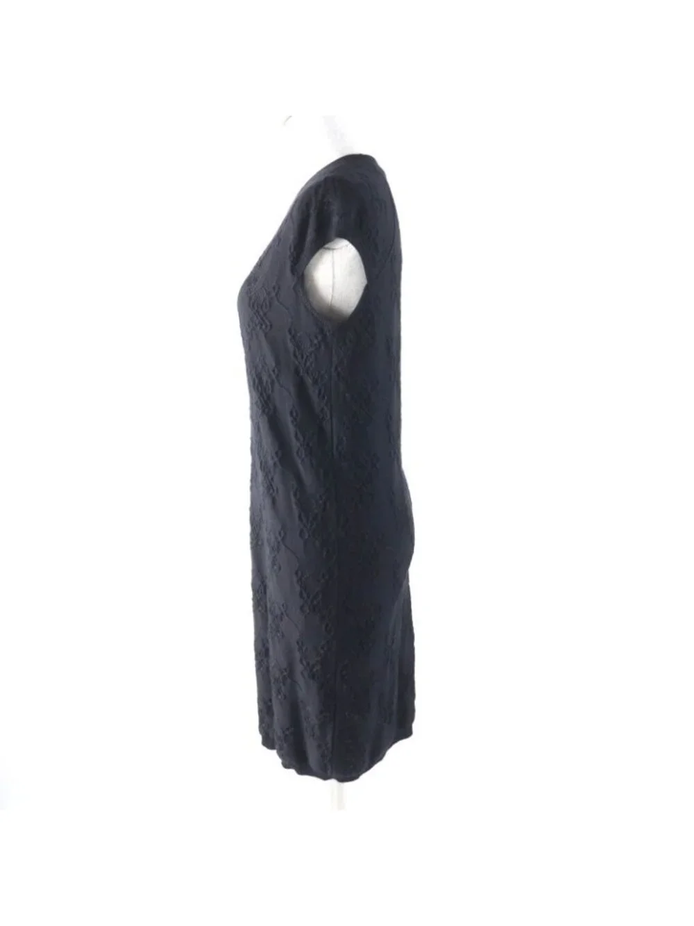 Hermes Cashmere Silk Blend Crew Neck French Sleeve Dress Black 34 - Picture 2 of 9